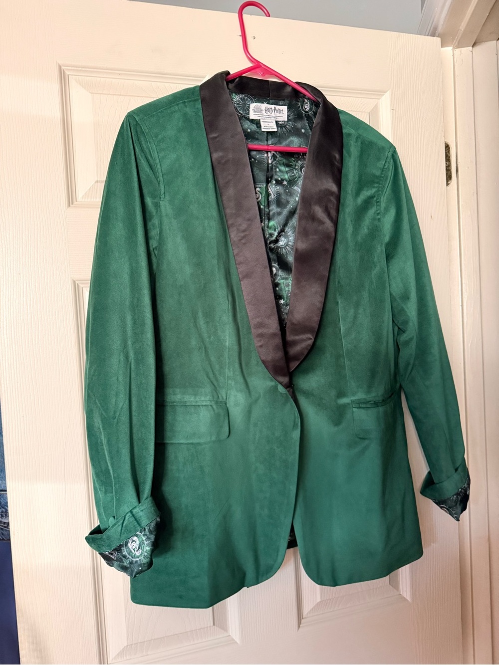Woman’s Harry Potter Green Blazer with Black Satin Shawl Collar